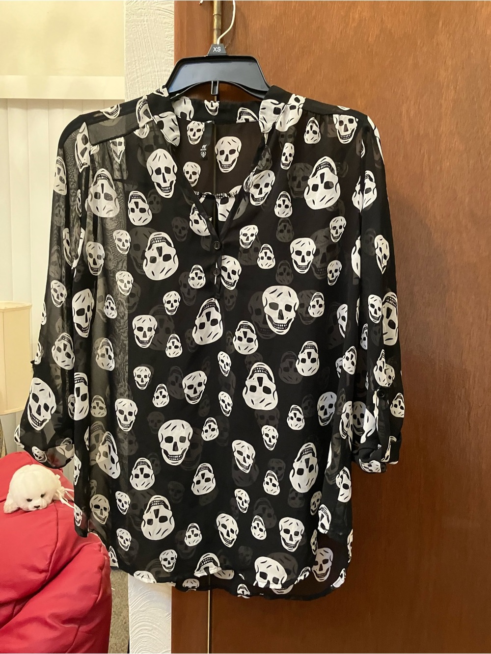 Love Culture Black Sheer Skull Print Blouse